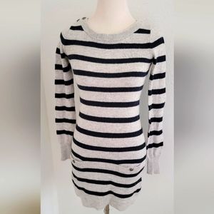 Ruby Moon Sweater Dress Gray and Navy Blue (Small)